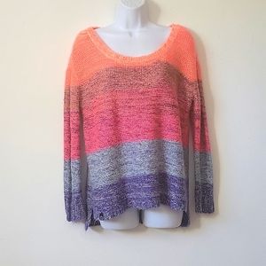 Beautiful la hearts sherbert rainbow criss cross back hi/lo pullover sweater M
